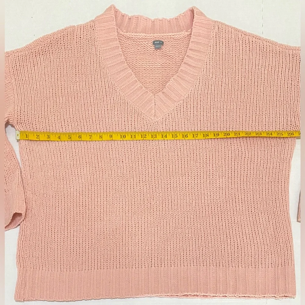 Aerie Womens S Pink Oversized Long Sleeve V-Neck Sweater Boho Cottage Cabincore - Picture 9 of 15